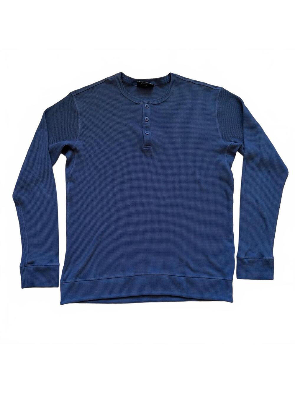 Patagonia M's Long-Sleeved Waffle Knit Henley Shirt Navy Blue Men's Size Large